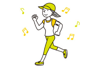 音楽を聞きながらジョギングをする女性
